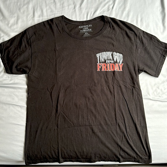 Assholes Live Forever Thank god It’s Friday Blood Spatter Jason Horror t-Shirt - Picture 2 of 4